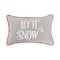 "Let It Snow" Christmas Cotton Blend Printed Gray Accent Throw Pillow 14" x 22"